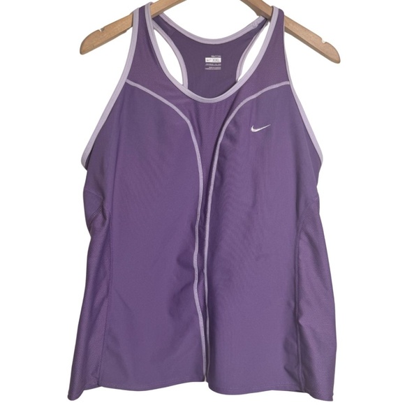 👉 Nike Dri-FIT Racerback Tank Top XXL Purple Built-in Bra Pockets Activewear - Picture 1 of 10